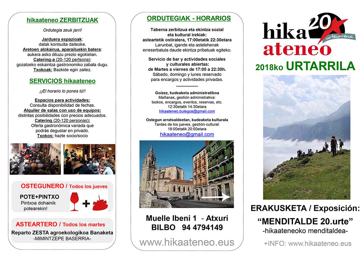 Agenda Hika Ateneo Bilbao Urtarrila 2018 Enero